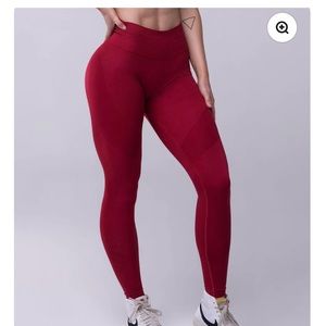 Violate the Dress Code SYNERGY CHERRY RED SEAMLESS LEGGINGS and HALTER TOP